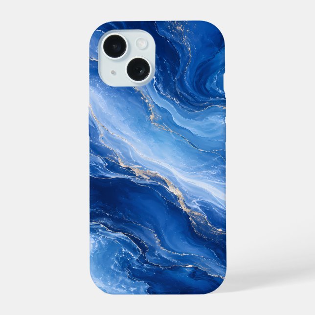 Blue Marble Waves Luxury Abstract Iphone Case (Back)