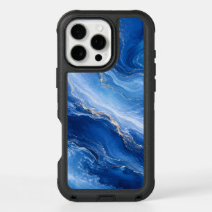 Blue Marble Waves Luxury Abstract iPhone 16 Pro Max Case