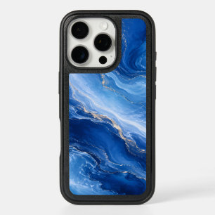 Blue Marble Waves Luxury Abstract iPhone 16 Pro Case
