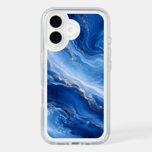 Blue Marble Waves Luxury Abstract iPhone 16 Case