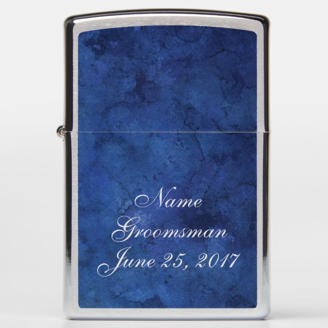Blue Marble Wedding Gift Zippo Lighter (Front)