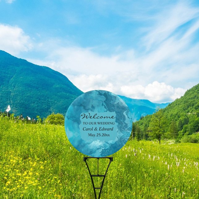 Blue Marble Wedding Round Sign (Creator Uploaded)