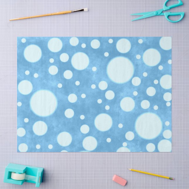 Blue Marble White Polka Dots Pattern Decoupage Tissue Paper (Craft)