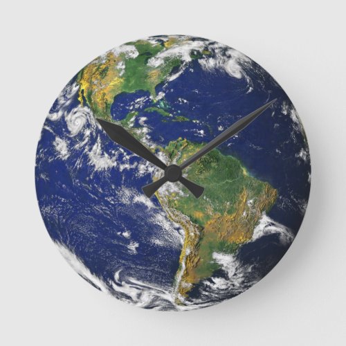 Blue Marble_whole world in your hands Round Clock