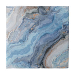 Blue Marble with Gold Black Pretty Decor Ceramic Tile