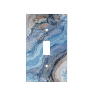 Blue Marble with Gold Black Pretty Decor Light Switch Cover