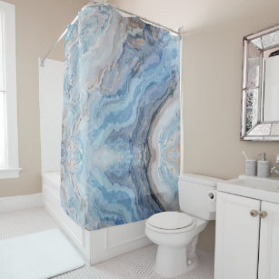 Blue Marble Shower Curtains Zazzle, Blue And Gold Marble Shower Curtain