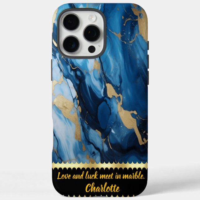 Blue marble with golden accents Case-Mate iPhone case (Back)