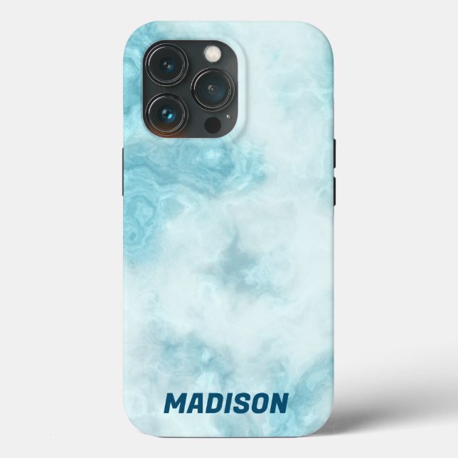 Blue Marble with Name Case-Mate iPhone Case (Back)