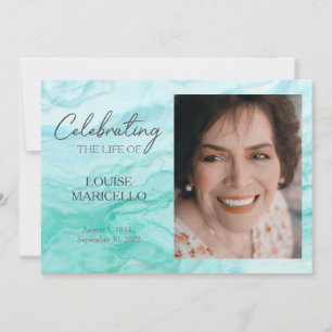 Blue Marble With Photo Celebration Of Life Invitation