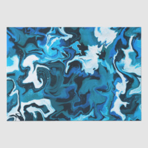 Blue Marbled Brushstrokes Handmade  Tissue Paper