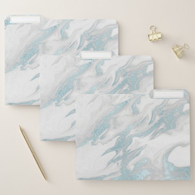 Blue Marbled File Folder Set (Set)