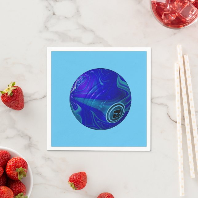 Blue Marbled Lawn Bowls, Paper Napkins (Insitu)
