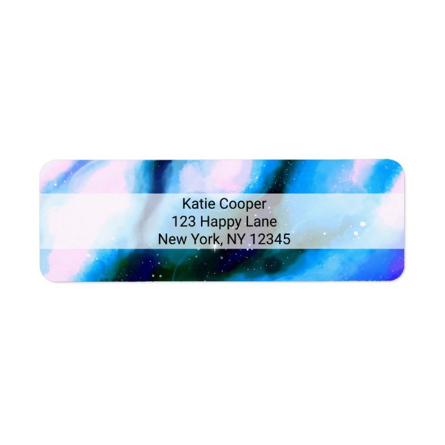 Blue Marbled Outer Space Abstract Background Label (Front)