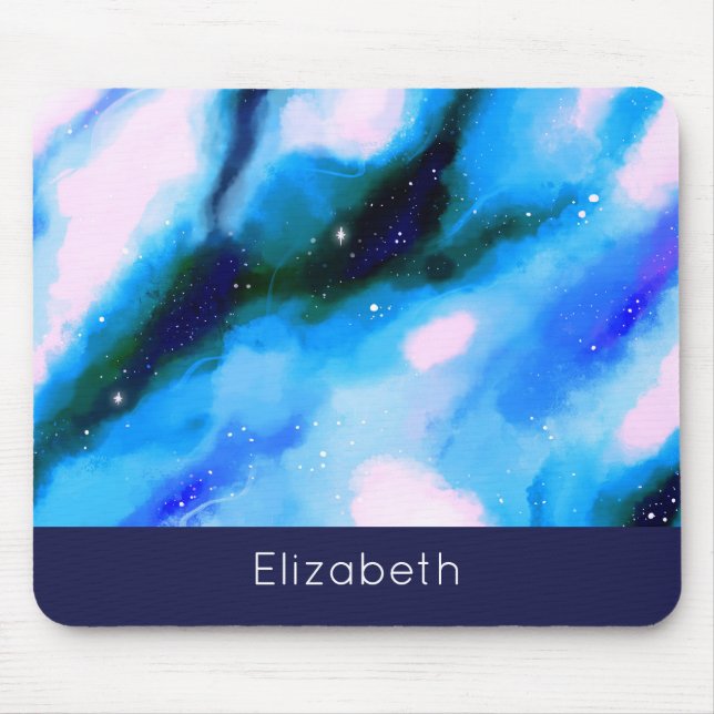 Blue Marbled Outer Space Abstract Background Mouse Pad (Front)