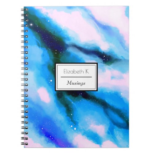 Blue Marbled Outer Space Abstract Background Notebook
