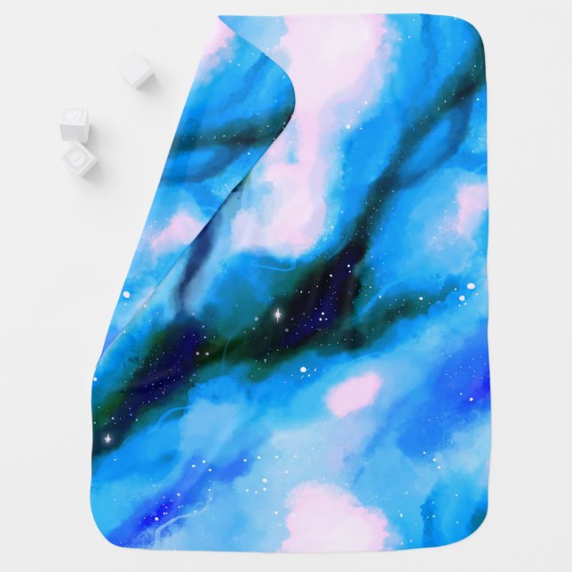 Blue Marbled Outer Space Abstract Background Receiving Blanket (In Situ)