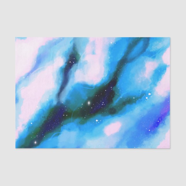 Blue Marbled Outer Space Abstract Background Tissue Paper (Front)