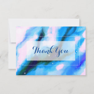 Blue Marbled Outer Space Abstract Party Thank You Invitation