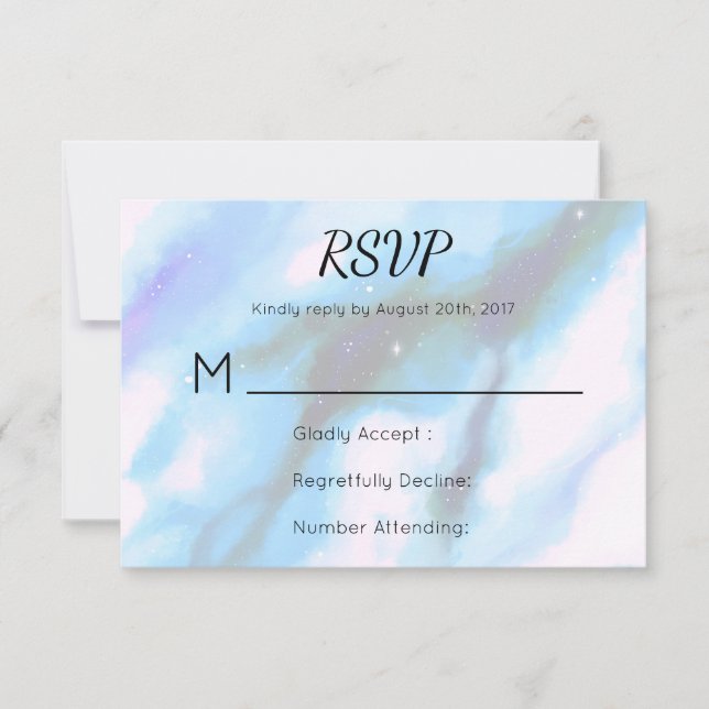 Blue Marbled Outer Space Abstract RSVP Card (Front)