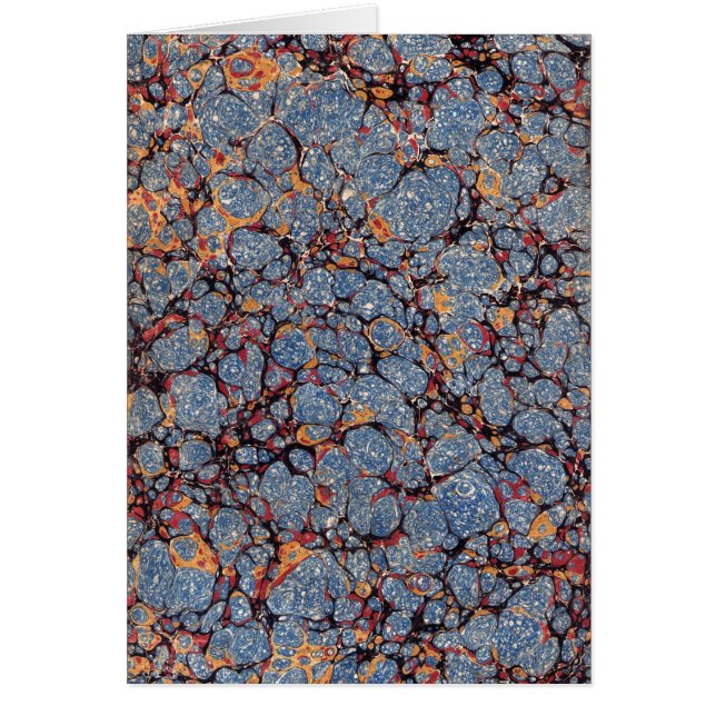 Blue Marbled Paper Pattern Thank You Cards (Front)