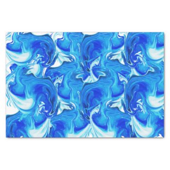 Blue Marbled Texture  Rich Ebru Technique Tissue Paper by SovaHug at Zazzle