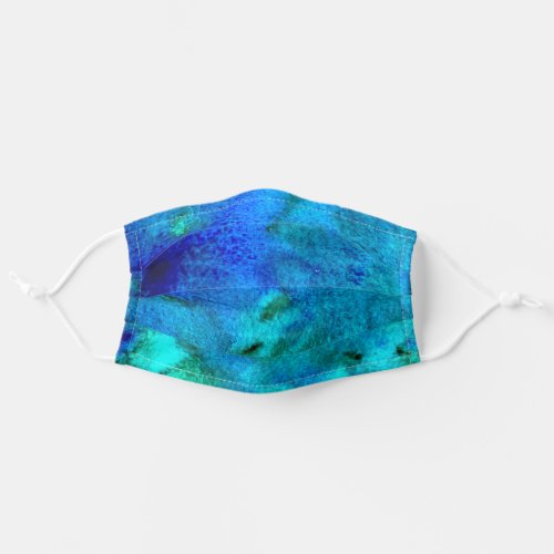 Blue marbled watercolor cute girly adult cloth face mask
