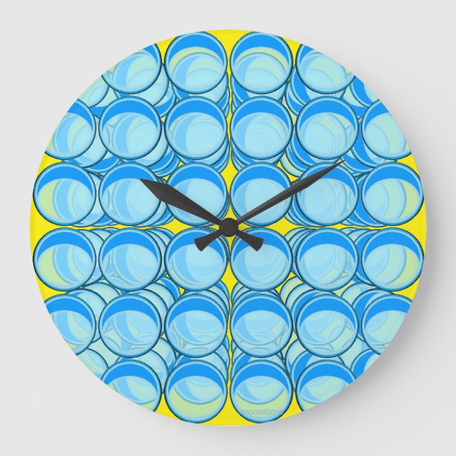 Blue Marbles  Large Clock (Front)