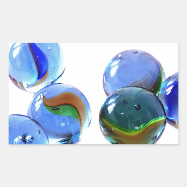 Blue Marbles Rectangular Sticker (Front)