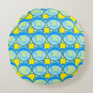 Blue Marbles   Round Pillow