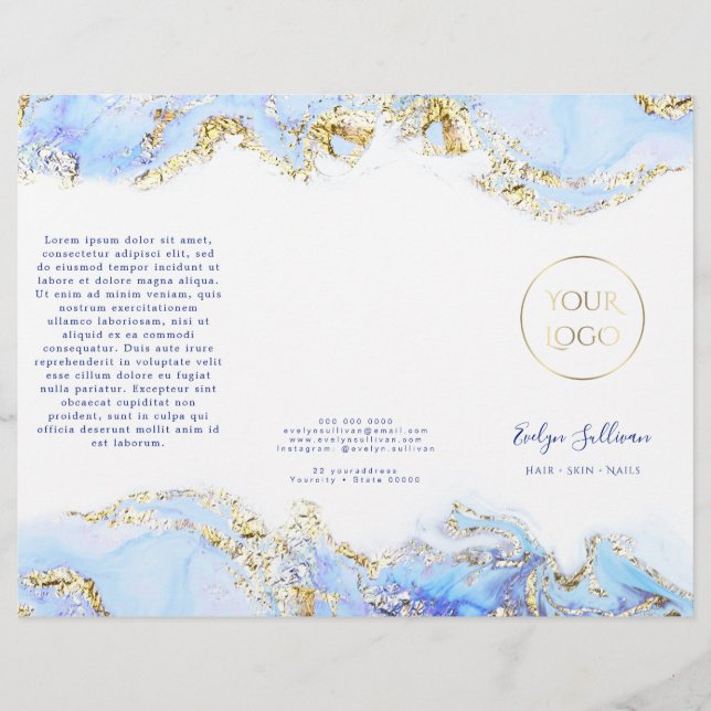 blue marbling design brochure (Front)