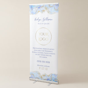 Blue marbling design retractable banner