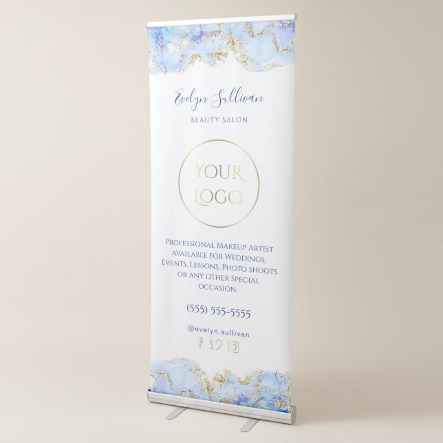 Blue marbling design retractable banner (3/4)
