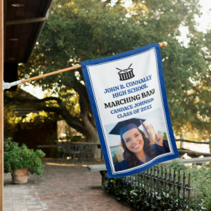Blue Marching Band Photo Custom High School House Flag