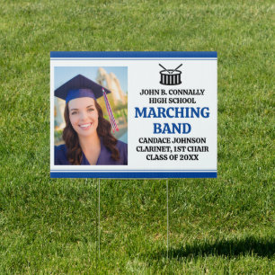 Blue Marching Band Photo Custom School Yard Sign