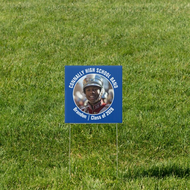 Blue Marching Band Photo High School Spirit Yard Sign (Insitu)