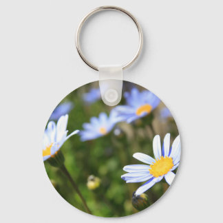 Blue Marguerite Flowers Keychain