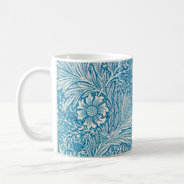 Blue Marigold William Morris patterned   Coffee Mug (Left)