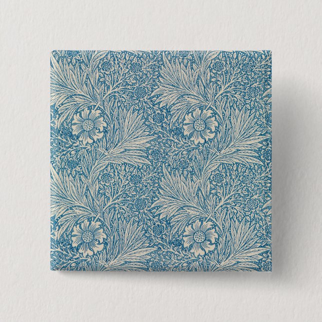 Blue Marigolds (by William Morris) Button (Front)
