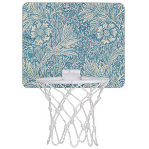 Blue Marigolds (by William Morris) Mini Basketball Hoop