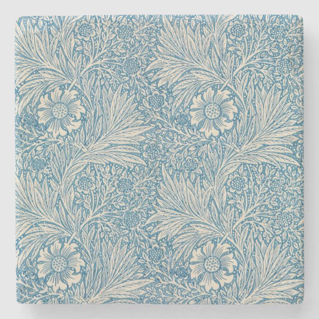 Blue Marigolds (by William Morris) Stone Coaster (Front)