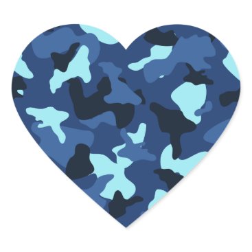 Blue marine army camo camouflage pattern heart sticker Blue marine army camo camouflage pattern heart sticker