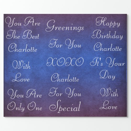 Blue Marine Grungy White Velvet Personalized Wrapping Paper