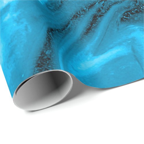 Blue Marine Ocean Marble Molten Pastel Glitter E Wrapping Paper