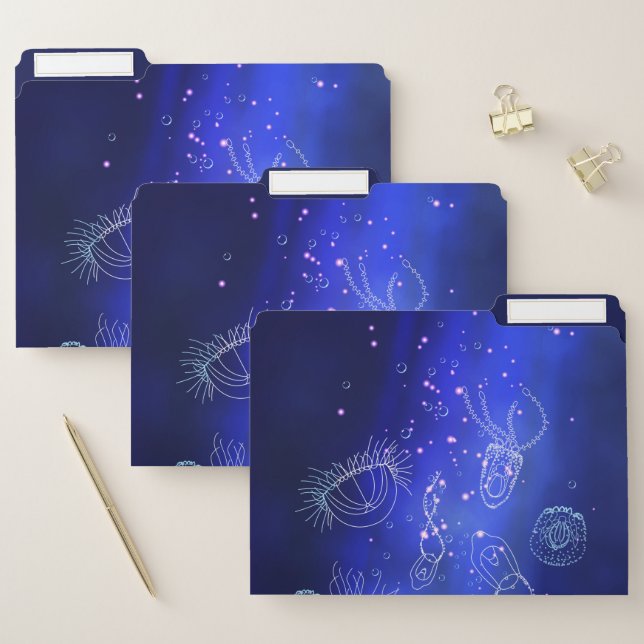 Blue Marine Underwater Jellyfish World File Folder (Set)