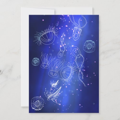 Blue Marine Underwater Jellyfish World Holiday Card