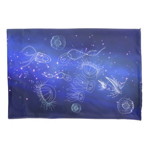 Blue Marine Underwater Jellyfish World Pillow Case