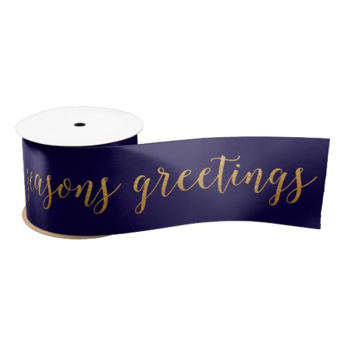 Blue Marine Yacht Golden Season Greetings Satin Ribbon