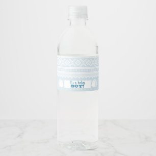 Blue Mariusgenser Boy Baby Shower Water Bottle Label
