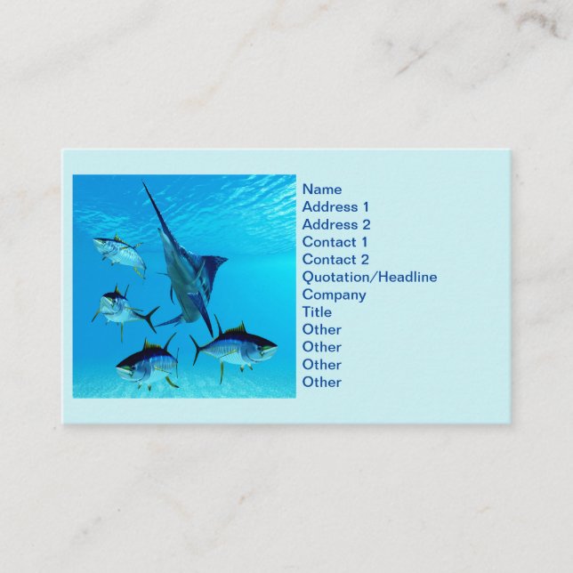 Blue Marlin and Yellowfin Tuna Business Card (Front)